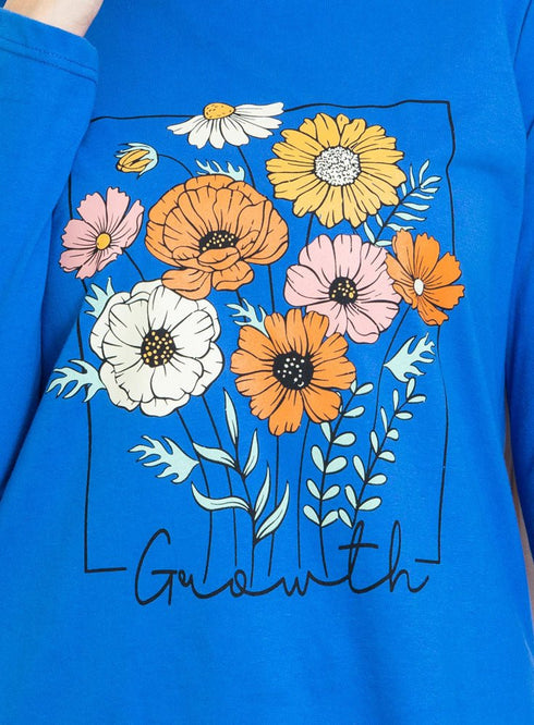 Royal Blue Printed Long - Sleeve Design 16 - Khotwh